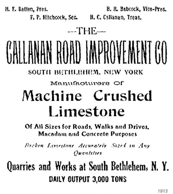 old fashioned flyer for Callanan Road Improvement company