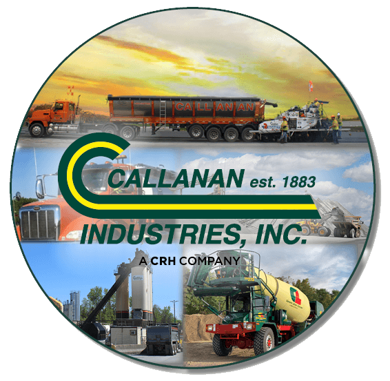 Callanan logo over collage of trucks