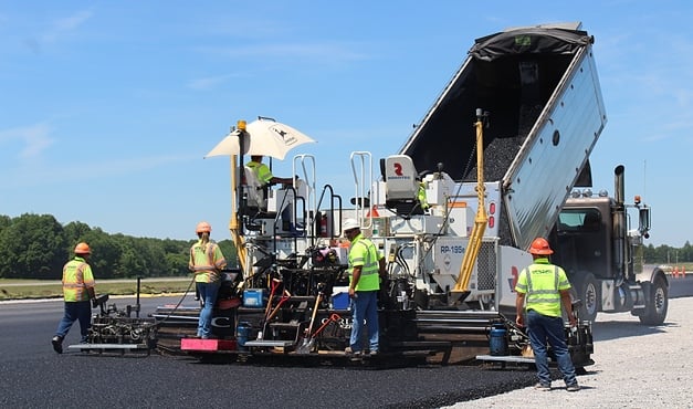 asphalt being poured