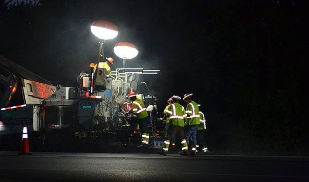 construction workers at night