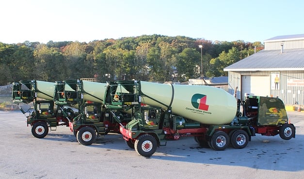 cement mixers in parking lot